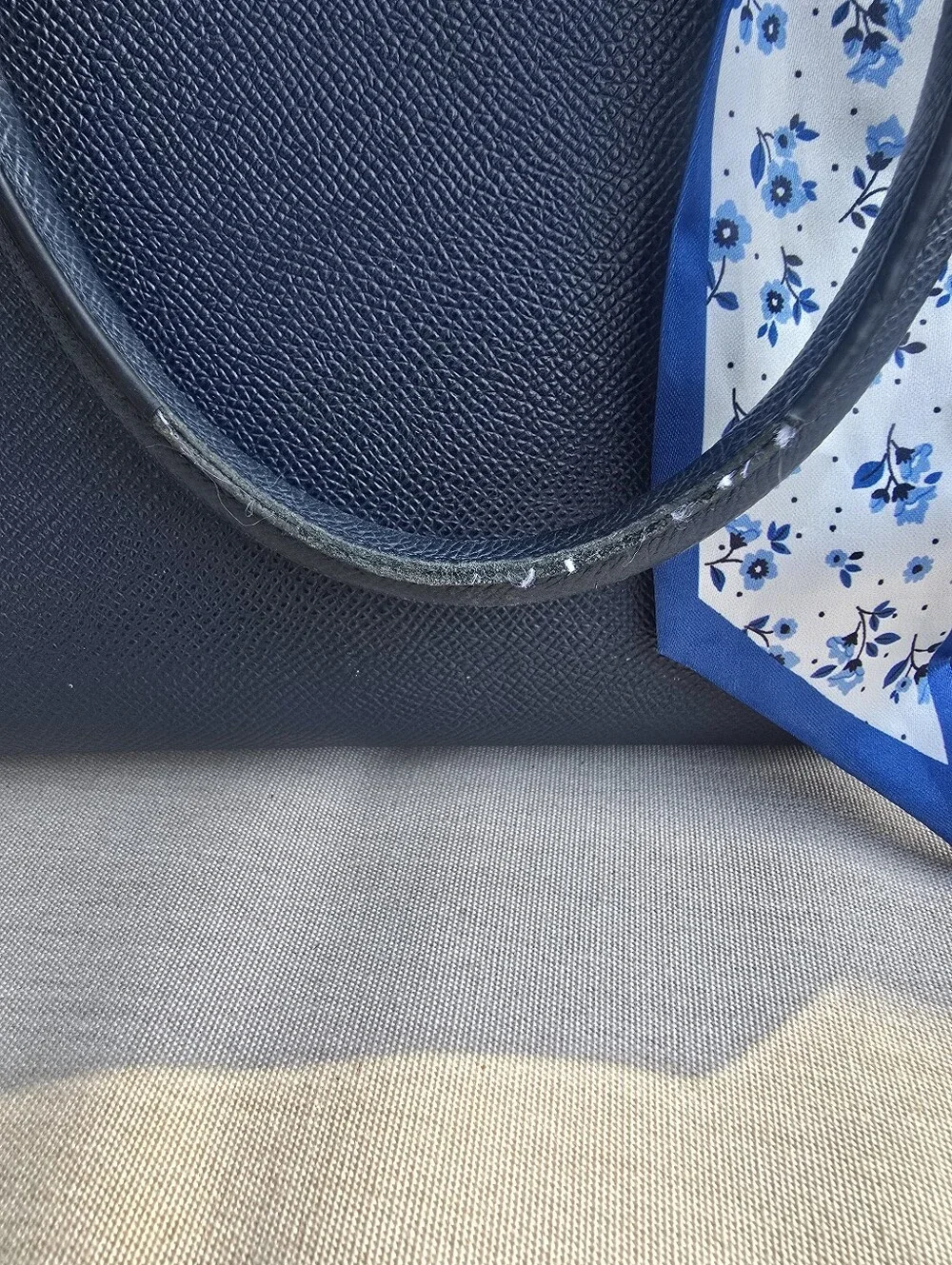 ⭐️Sold⭐🚨Coach Navy Blue Crossgrain Leather Minetta Tote Bag w/ Strap & Scarf 🚨